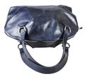 Top view of dark blue leather handbag isolated Royalty Free Stock Photo