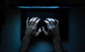 Top view of the hands of a programmer on  his laptop Royalty Free Stock Photo