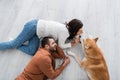 top view of happy young couple Royalty Free Stock Photo