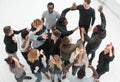 Top view. happy young people giving each other a high five . Royalty Free Stock Photo