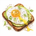 Top view healthy avocado toasts breakfast lunch avocado toast fried eggs