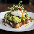 Top view healthy avocado toasts breakfast lunch avocado toast fried eggs