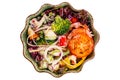 Top view of healthy chicken meat salad Royalty Free Stock Photo