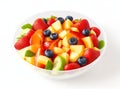 Top View of Healthy Fresh Fruit Salad in Isolated Bowl on White Background. Royalty Free Stock Photo