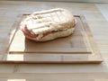 Top view of Healthy Sandwich toast with lettuce, ham, cheese and tomato on a wooden background Royalty Free Stock Photo