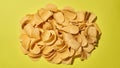 Top view of heap of delicious and appetizing chips