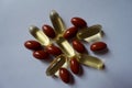 Top view of heap of fish oil and lutein