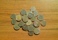 Top View of Heap of Georgian Lari and Tetri Coins Royalty Free Stock Photo