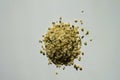 Top view of heap of yellow shelled hemp seeds Royalty Free Stock Photo