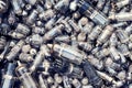 Top view heap of old glass vacuum radio tubes Royalty Free Stock Photo