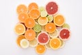 top view of heap of various citrus fruits slices