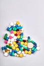 Top view heart made of various pills and tablets. Royalty Free Stock Photo