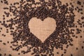 Heart shape coffee beans Royalty Free Stock Photo