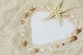 Heart symbol with white beach sand Royalty Free Stock Photo