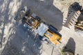 Top view of heavy wheel loaded top loader digger