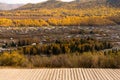 Top view of Hemu village in colorful autumn, nature popular landscape of China