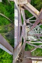 Top view from high fire tower in spring forest Royalty Free Stock Photo