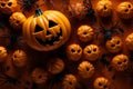 Top view highlights Halloweens charm through an assortment of pumpkins