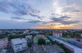 Top view from hight -rise building while sunset background