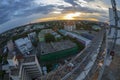 Top view from hight -rise building while sunset background