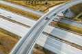 Top view of the highway, autumn, cars