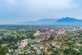 Top view of the highway to Shkoder and the city on the horizon Royalty Free Stock Photo