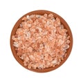 Top view of Himalayan pink salt in a small bowl.