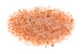 Top view of Himalayan pink salt on a white background.
