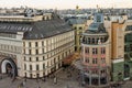 Top view of the historic center of Moscow Russia from the roof of the Central children`s store