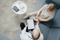 home doctor consulting an elderly woman during a visit . Royalty Free Stock Photo