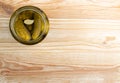 Top View Homemade Pickled Gherkins in a Glass Jar Mockup Royalty Free Stock Photo