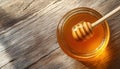 Top View Of Honey In A Pot Or Jar On A Kitchen Table Depicted In The Image Royalty Free Stock Photo