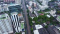 Top view of a HongKong Global City with development buildings, transportation, energy power infrastructure. Financial Royalty Free Stock Photo