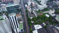 Top view of a HongKong Global City with development buildings, transportation, energy power infrastructure. Financial Royalty Free Stock Photo