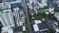 Top view of a HongKong Global City with development buildings, transportation, energy power infrastructure. Financial Royalty Free Stock Photo