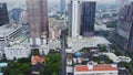 Top view of a HongKong Global City with development buildings, transportation, energy power infrastructure. Financial Royalty Free Stock Photo