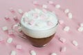 Top view hot chocolate with whipped cream and marshmallows Royalty Free Stock Photo
