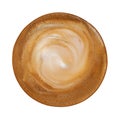 Top view of hot coffee cappuccino with spiral milk foam texture Royalty Free Stock Photo