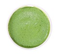 Top view of hot matcha green tea foam isolated on white background, clipping path Royalty Free Stock Photo