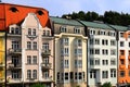 Top view of houses and architecture in Karlovy Vary, Czech Republic. Karlovy Vary is world famous spa Royalty Free Stock Photo