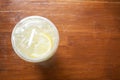 Top view of Iced lemon drink. Herbal beverage for refreshing. Tropical fruit. Favorite juice in Summer