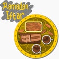 Top View Iftar Party Meals With Coffee Vector Illustration