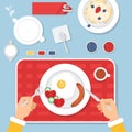 Top view illustration of healthy food for breakfast Royalty Free Stock Photo