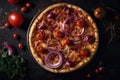 A Vegetarian Pizza on a Rustic Wooden Setting Royalty Free Stock Photo