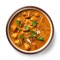 Indian Chicken Curry In Bowl On White Background