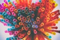 top view image of colorful straws. abstract or party concept