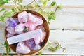 Rose Quartz and Amethyst Cryastals Royalty Free Stock Photo