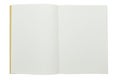top view image of open notebook with blank page, spotted paper texture on white background Royalty Free Stock Photo