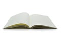 top view image of open notebook with blank page, spotted paper texture on white background Royalty Free Stock Photo