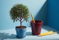 Top view image of pencil and tree concept. idea of education Royalty Free Stock Photo